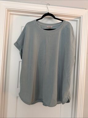 Cable & Gauge Relaxed Crewneck Sweatshirt in Light Blue
